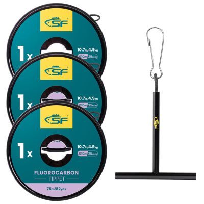 SF Clear Fluorocarbon Tippet Line with Holder Fly Fishing Tippets Leaders Trout 75M # 1X 3 Pcs