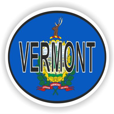 1x Vermont Country Code Oval Vinyl Waterproof Sticker - 5cm / 2inches