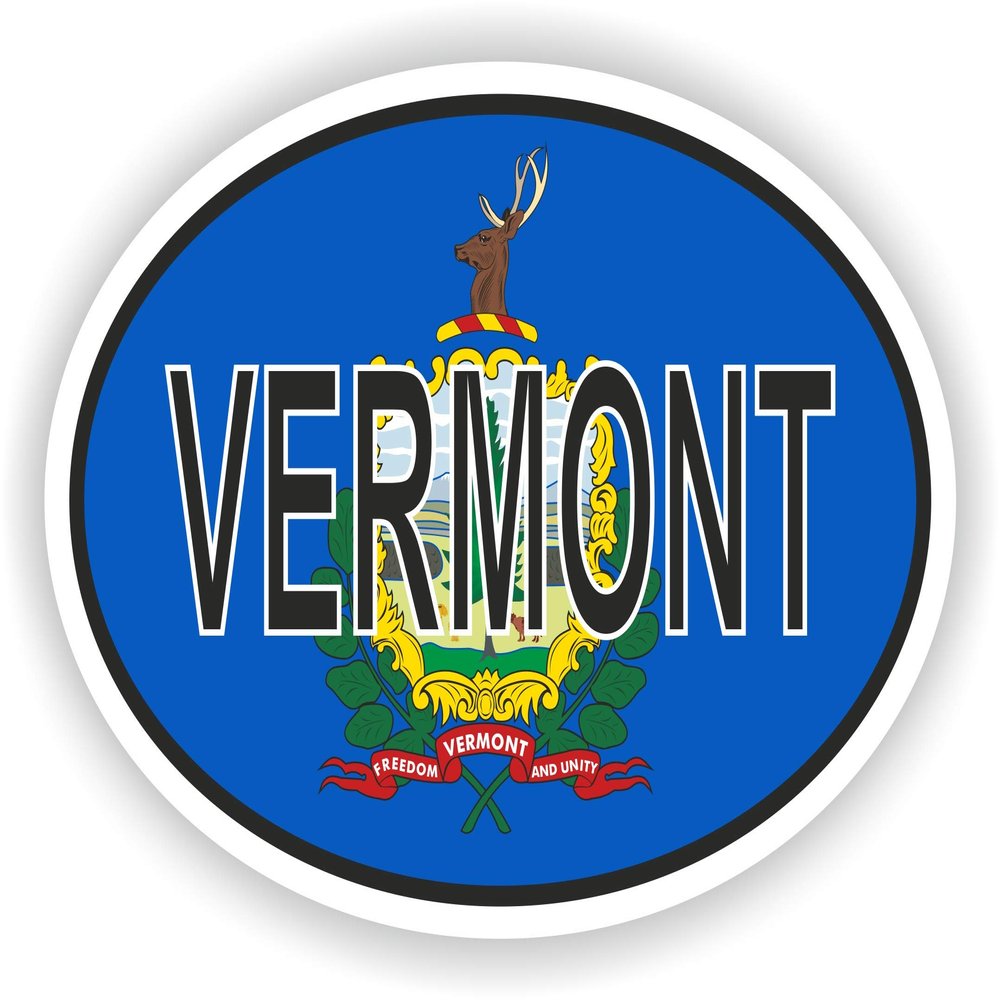 1x Vermont Country Code Oval Vinyl Waterproof Sticker - 5cm / 2inches