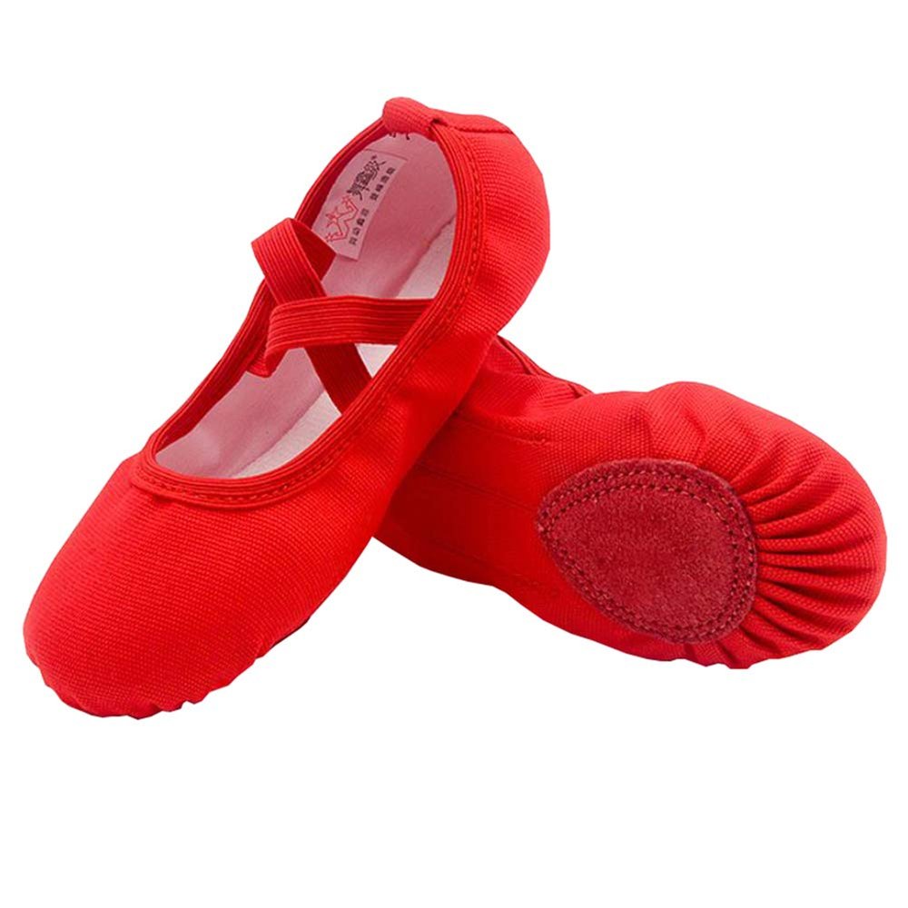 Auhoho Girls Breathable Canvas Ballet Practice Shoes Yoga Shoes for Dancing 2 M US Little Kid,Red