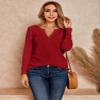 Dellytop Womens Casual Loose Long Sleeve Waffle Knit Tops V Neck Thermal Warm Shirts Light Pullovers Red view 2