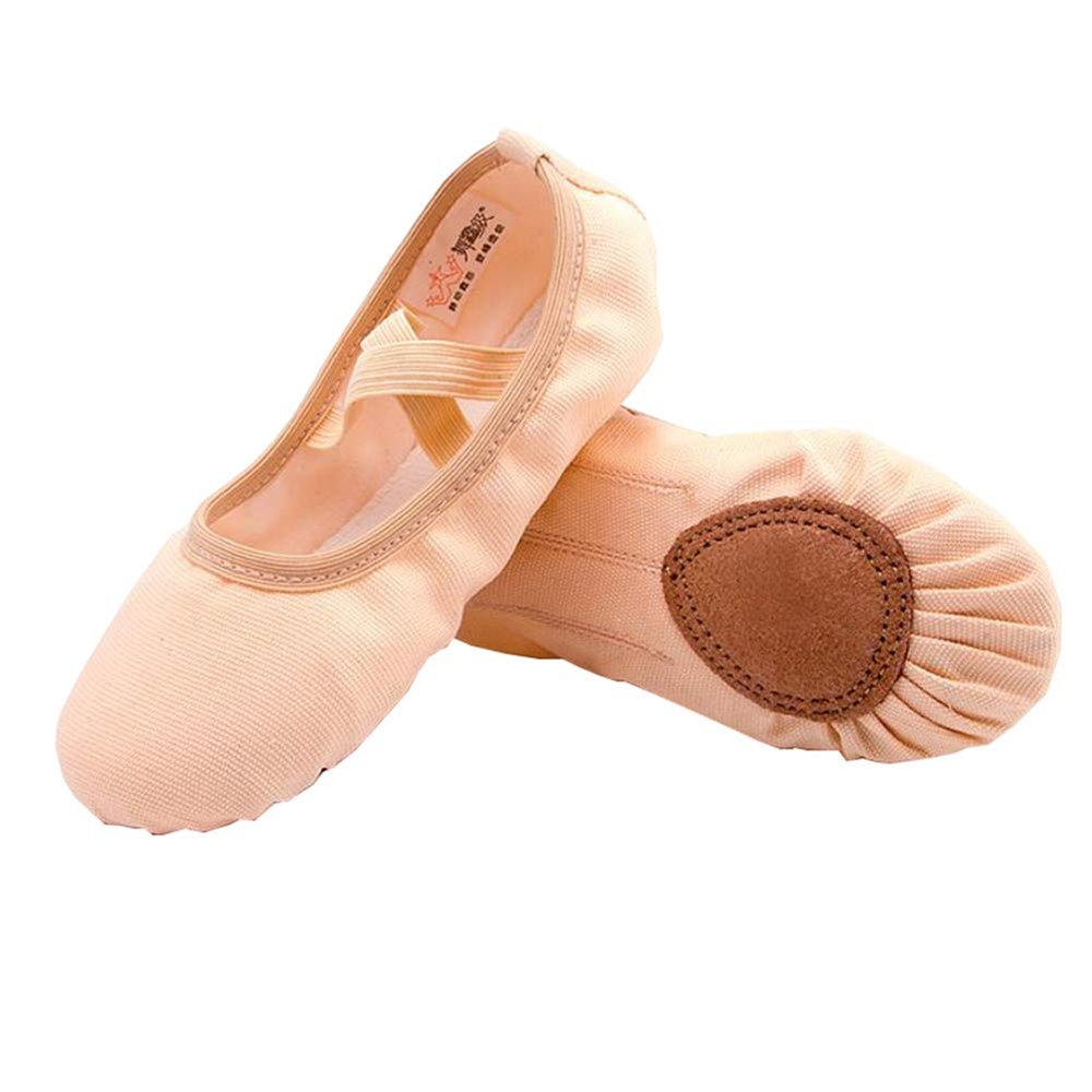 Auhoho Girls Breathable Canvas Ballet Practice Shoes Yoga Shoes for Dancing 13 M US Little Kid,Skin Color