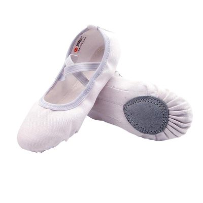Auhoho Girls Breathable Canvas Ballet Practice Shoes Yoga Shoes for Dancing 3.5 M US Big Kid,White