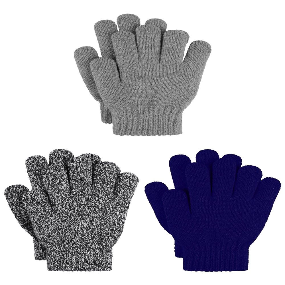 Cooraby 3 Pairs Kid's Winter Gloves Thick Warm Knitted Gloves Children Cold Weather Gloves