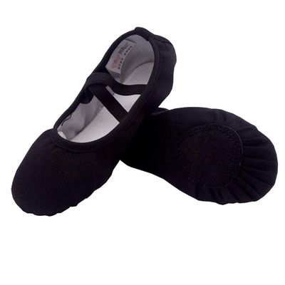 Auhoho Girls Breathable Canvas Ballet Practice Shoes Yoga Shoes for Dancing 11.5 M US Little Kid,Black