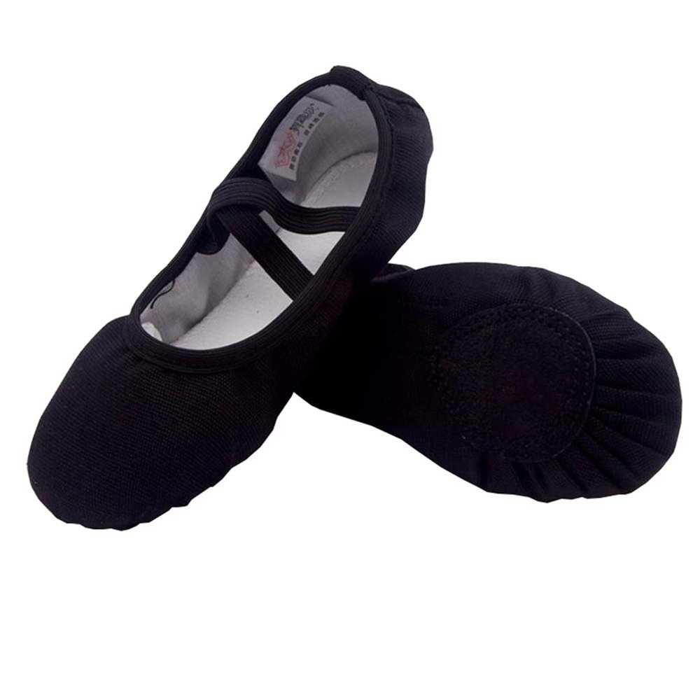 Auhoho Girls Breathable Canvas Ballet Practice Shoes Yoga Shoes for Dancing 11.5 M US Little Kid,Black