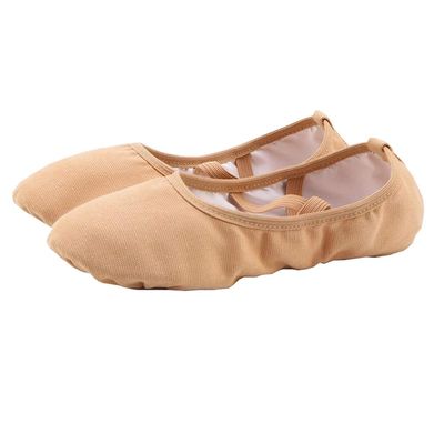 Auhoho Girls Breathable Canvas Ballet Practice Shoes Yoga Shoes for Dancing 12 M US Little Kid,Camel