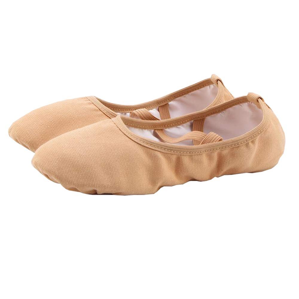 Auhoho Girls Breathable Canvas Ballet Practice Shoes Yoga Shoes for Dancing 12 M US Little Kid,Camel