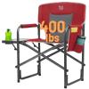 Timber Ridge Aluminum Oversized Camping Chair, Lightweight Portable Directors Chair with Side Table Detachable Side Pocket for Outdoor Camping, Lawn, Picnic, Support 400lbs Red view 1