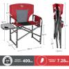 Timber Ridge Aluminum Oversized Camping Chair, Lightweight Portable Directors Chair with Side Table Detachable Side Pocket for Outdoor Camping, Lawn, Picnic, Support 400lbs Red view 3
