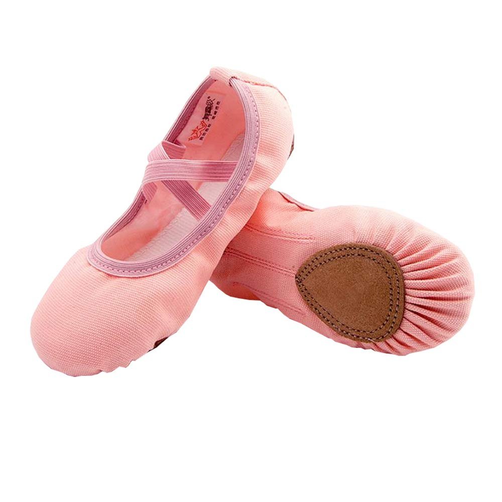 Auhoho Girls Breathable Canvas Ballet Practice Shoes Yoga Shoes for Dancing 4.5 M US Big Kid,Light Pink