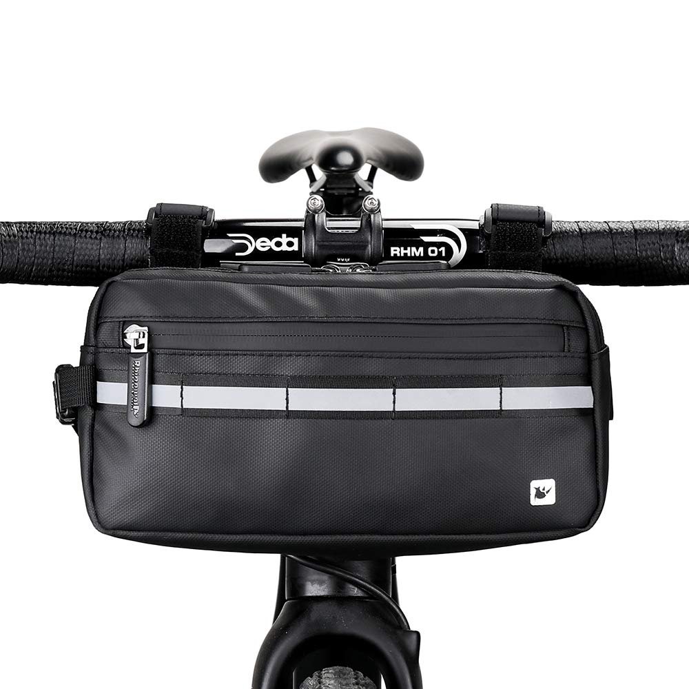 Rhinowalk Bike Bag, Bike Handlebar Bag, WaterproofBike Basket Bicycle Front Bag Shoulder Bag Waist Bag for Sport Bicycle Professional Cycling Accessorie-Black
