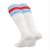 TCK Retro 3 Stripe Tube Socks (Columbia Blue/Scarlet, Large) view 2