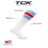 TCK Retro 3 Stripe Tube Socks (Columbia Blue/Scarlet, Large) view 4