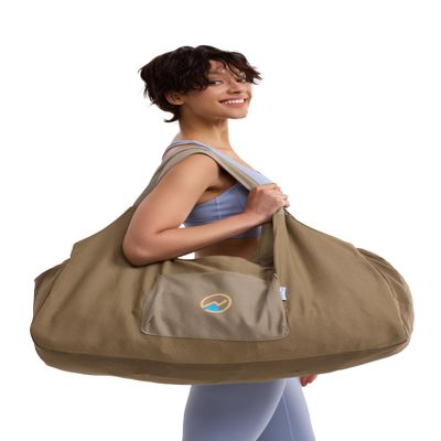 JoYnWell Large Yoga Mat Bag Carrier for men and Women - Stylish Tote with 4 Pockets, Durable Yoga Bolster Fits All your Stuff Light-weight and Easy-to-Carry, kHAKI - 30