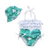 Baby Girl Leaf Swimsuit Ruffles Swimwear Halter Bathing Suit One Piece Bikini with Sun Hat for Toddler Girls Beach Wear (Green, 1-2T) view 1