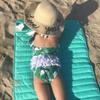 Baby Girl Leaf Swimsuit Ruffles Swimwear Halter Bathing Suit One Piece Bikini with Sun Hat for Toddler Girls Beach Wear (Green, 1-2T) view 3