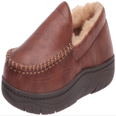 Haggar Men's Venetian Slipper Indoor/Outdoor House Shoe with Memory Foam Comfort Slipper, Smooth Tan, Medium