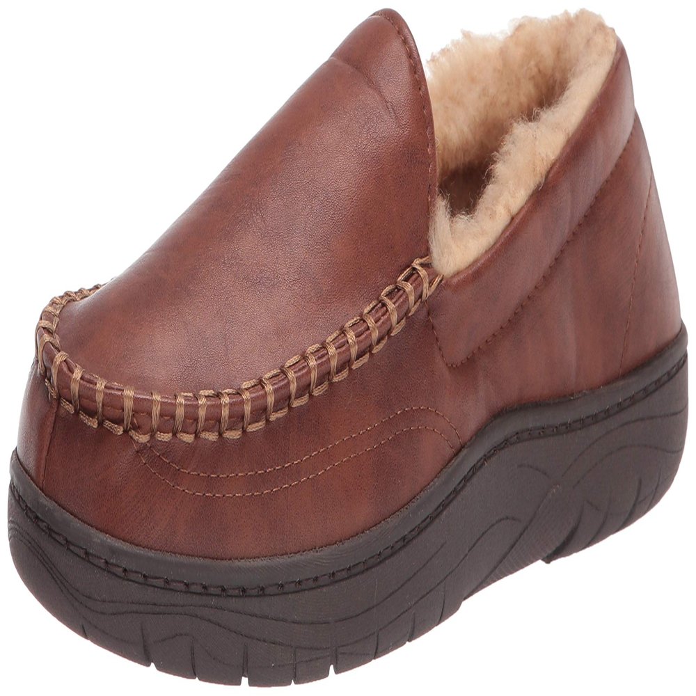 Haggar Men's Venetian Slipper Indoor/Outdoor House Shoe with Memory Foam Comfort Slipper, Smooth Tan, Medium