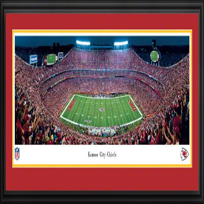 Kansas City Chiefs, Night Game at Arrowhead Stadium - 44x18-inch Double Mat, Deluxe Framed Picture by Blakeway Panoramas