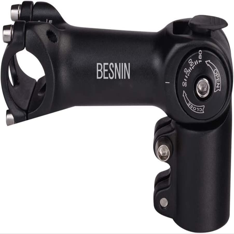 BESNIN Adjustable Bike Stem 0-90 Degree 31.8mm or 25.4mm60mm or 90mm or 93mm or 100mm, Adjustable MTB Stem Black or Red Mountain Bike Handlebar Stem for Bicycle, Road Bike, MTB (0-90 25.4 * 100)