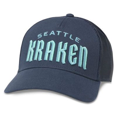 AMERICAN NEEDLE Seattle Kraken Officially Licensed NHL Valin Adjustable Snapback Trucker Dad Baseball Hat (42962B-SEK-NAVY)