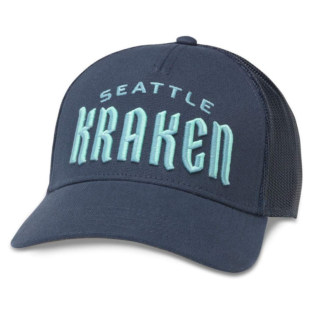 AMERICAN NEEDLE Seattle Kraken Officially Licensed NHL Valin Adjustable Snapback Trucker Dad Baseball Hat (42962B-SEK-NAVY)