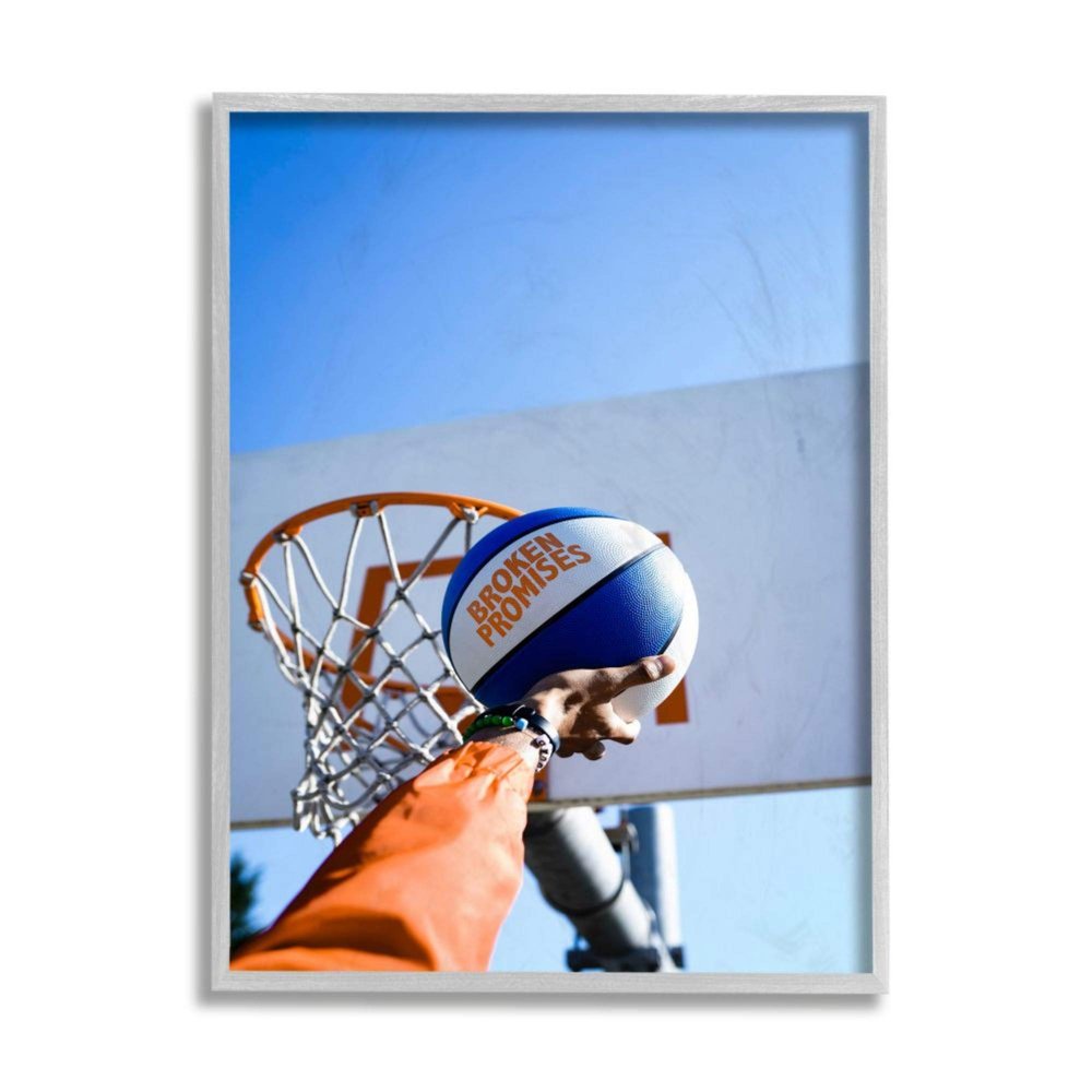 Stupell Industries Slam Dunk Basketball Pose Broken Promises Phrase
