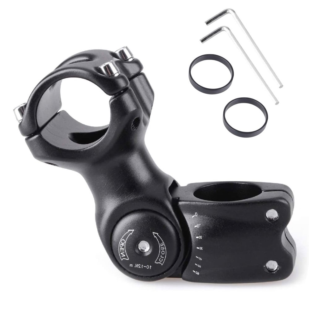 Azarxis Adjustable Bike Stem 25.4mm 31.8mm Stem 90mm 110mm 120mm 130mm 0-60 Degree Mountain Bike Stem Short Handlebar Stem for Bicycle, Road Bike, MTB, BMX, Cycling (25.4 x 90mm)