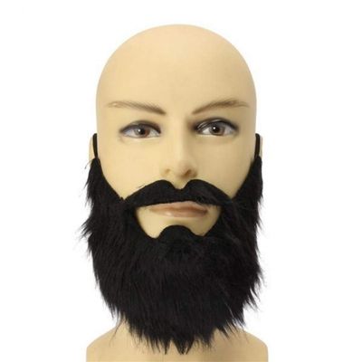 Newooh Man Halloween Beard Facial Hair Disguise Game Black Mustache, Funny Costume Accessories Cosplay Party