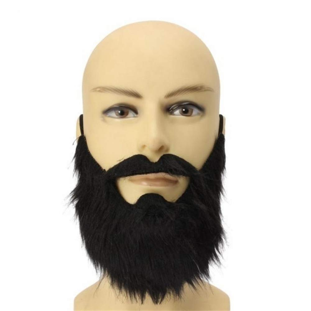 Newooh Man Halloween Beard Facial Hair Disguise Game Black Mustache, Funny Costume Accessories Cosplay Party
