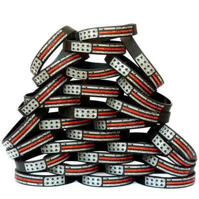SayitBands One Hundred (100) Worn Distressed Flag Red Line Wristband Bracelets