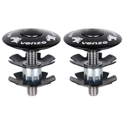 CyclingDeal Venzo Bike Bicycle Fork Tube Lightweight Alloy Star Nut 1-1/8" with Headset Cap Kits - 2 Pack