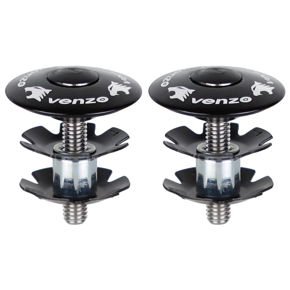 CyclingDeal Venzo Bike Bicycle Fork Tube Lightweight Alloy Star Nut 1-1/8" with Headset Cap Kits - 2 Pack