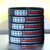 Three (3) Worn Distressed Flag Red Line Wristbands view 3