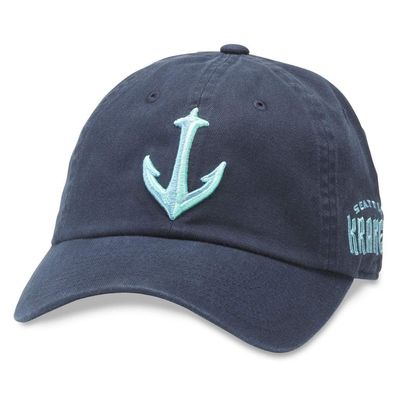 AMERICAN NEEDLE Seattle Kraken Officially Licensed NHL Blue Line Adjustable Buckle Strap Dad Baseball Hat, Navy (40742B-SEK-NAVY)