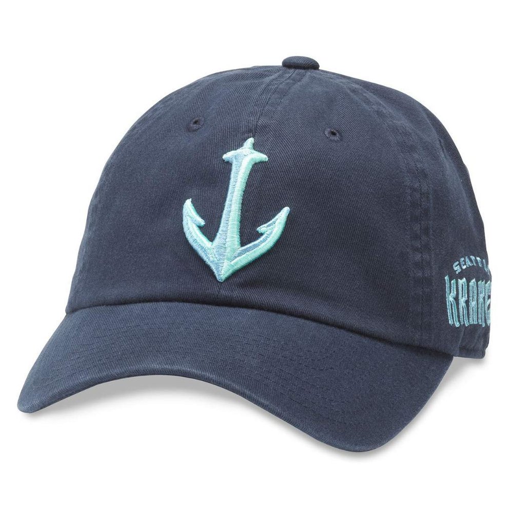 AMERICAN NEEDLE Seattle Kraken Officially Licensed NHL Blue Line Adjustable Buckle Strap Dad Baseball Hat, Navy (40742B-SEK-NAVY)