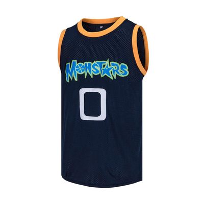 VOVIDEA Mens Basketball Jersey Alien 0 Monstars Space Movie Jersey Dark Blue (Dark Blue, Small)