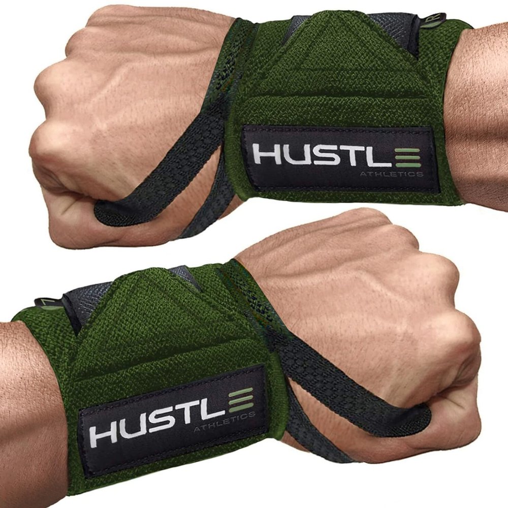 Hustle Athletics Wrist Wraps for Weightlifting - 18" & 12" Premium Wrist Support Weight Lifting Wraps to Lift Heavier & Train Harder - Heavy Duty Powerlifting & Bench Press Gym Straps for Men & Women