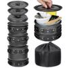 REDCAMP 19 PCS Camping Cookware Mess Kit Camping Gear Campfire Utensils Lightweight Stackable Pot Pan Bowls Soup Spoon with Storage Bag for Camping, Backpacking, Outdoor Cooking and Picnic, Black view 1
