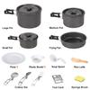 REDCAMP 19 PCS Camping Cookware Mess Kit Camping Gear Campfire Utensils Lightweight Stackable Pot Pan Bowls Soup Spoon with Storage Bag for Camping, Backpacking, Outdoor Cooking and Picnic, Black view 2