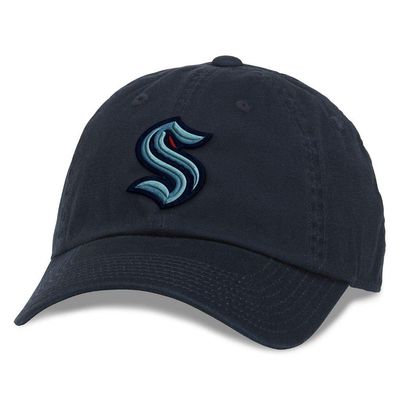 AMERICAN NEEDLE Seatlle Kraken Unisex Blue Line Officially Licensed NHL National Hockey League Team Baseball Hat Adjustable Buckle Strap Dad Cap (40742A-SEK-NAVY)