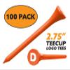 Clip Wipes Logo Golf Tees  2  (100/Pack)  Custom TEECUP Imprint - Personalized Monogram Initial Letters (A-Z) (ORG-WHT-D) view 2