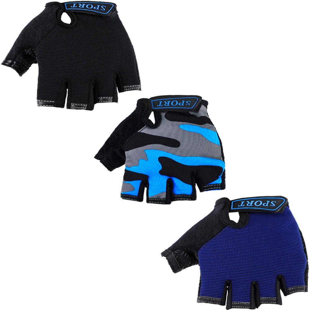 Boao 3 Pairs Kids Half Finger Bike Gloves Non-Slip Breathable Adjustable Birthday Gift for Boys Girls for Bike Workout(Stylish,3-5 Years)