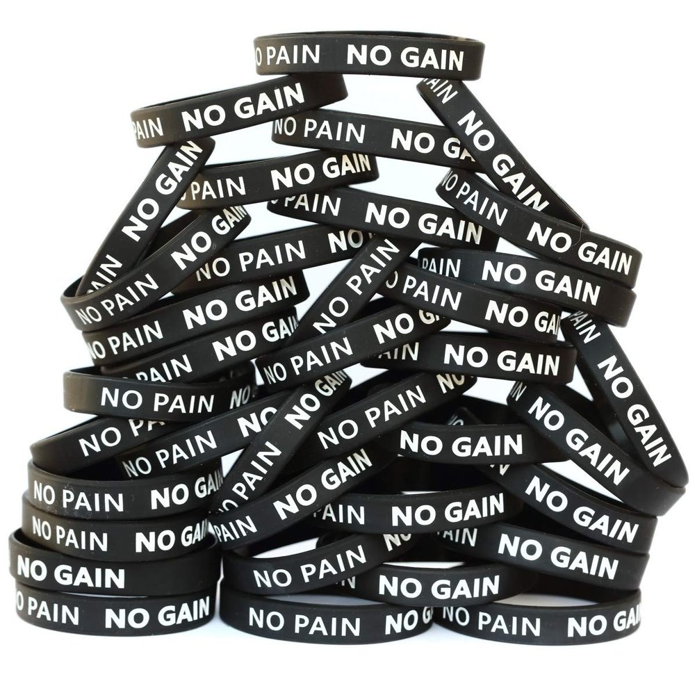 SayitBands One Hundred (100) No Pain No Gain Wristband Bracelets