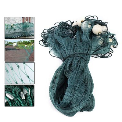 DYRABREST Green Fishing Gill Nets Hand Made Beach Seine Drag Nets Fishing Equipment Trammel Net with PVC Foam Float Bobbers and Lead Sinkers (2x10M(6.5x33FT))