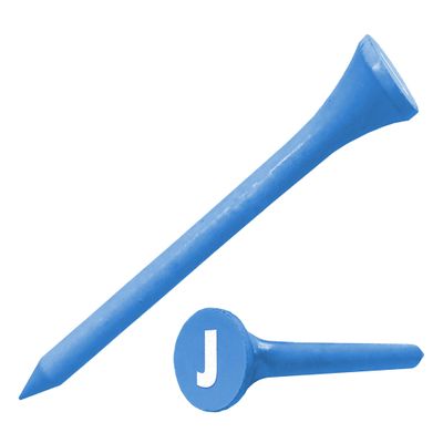 Clip Wipes Logo Golf Tees 2 (100/Pack) Custom TEECUP Imprint - Personalized Monogram Initial Letters (A-Z) (BLU-WHT-J)