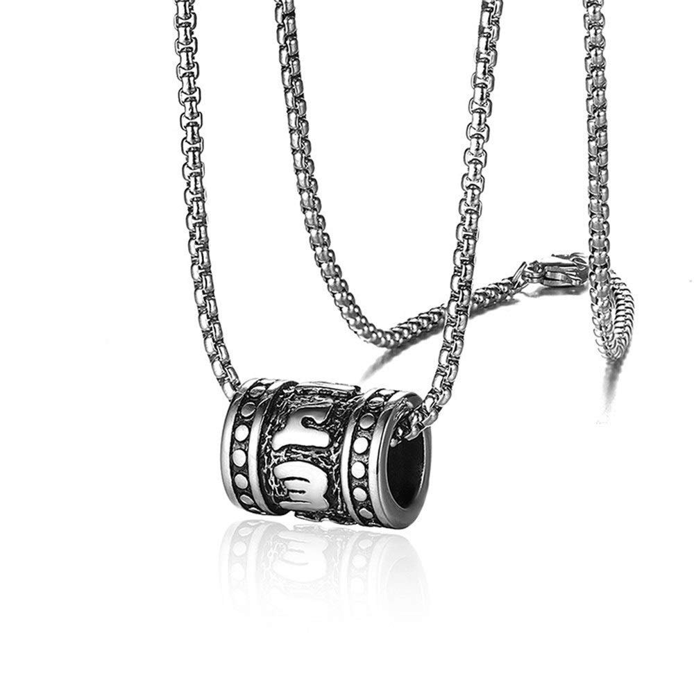 N/E ZHEXUNDIAN Men's Chain Necklace Big Ming Mantra Buddhist Titanium Steel Men's Necklace (Color : Silver)
