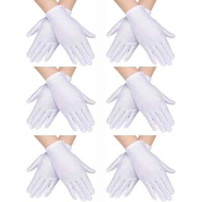 Yiphates 6 Pairs White Gloves Men Women Halloween White Gloves Cotton Cosplay Costume Dress Wrist for Halloween Cosplay Party Uniform Parade