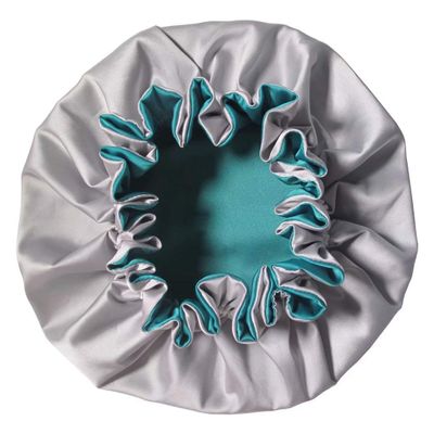 AKISS Reversible Satin Silk Sleep Hair Bonnet for Preemie Newborn Baby Girl Boy (Turquoise/Silver, 0~1M)
